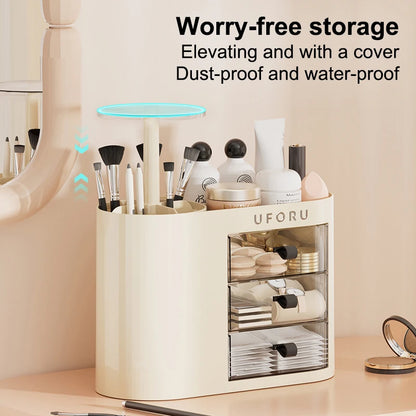 makeup brush storage rack can be lifted